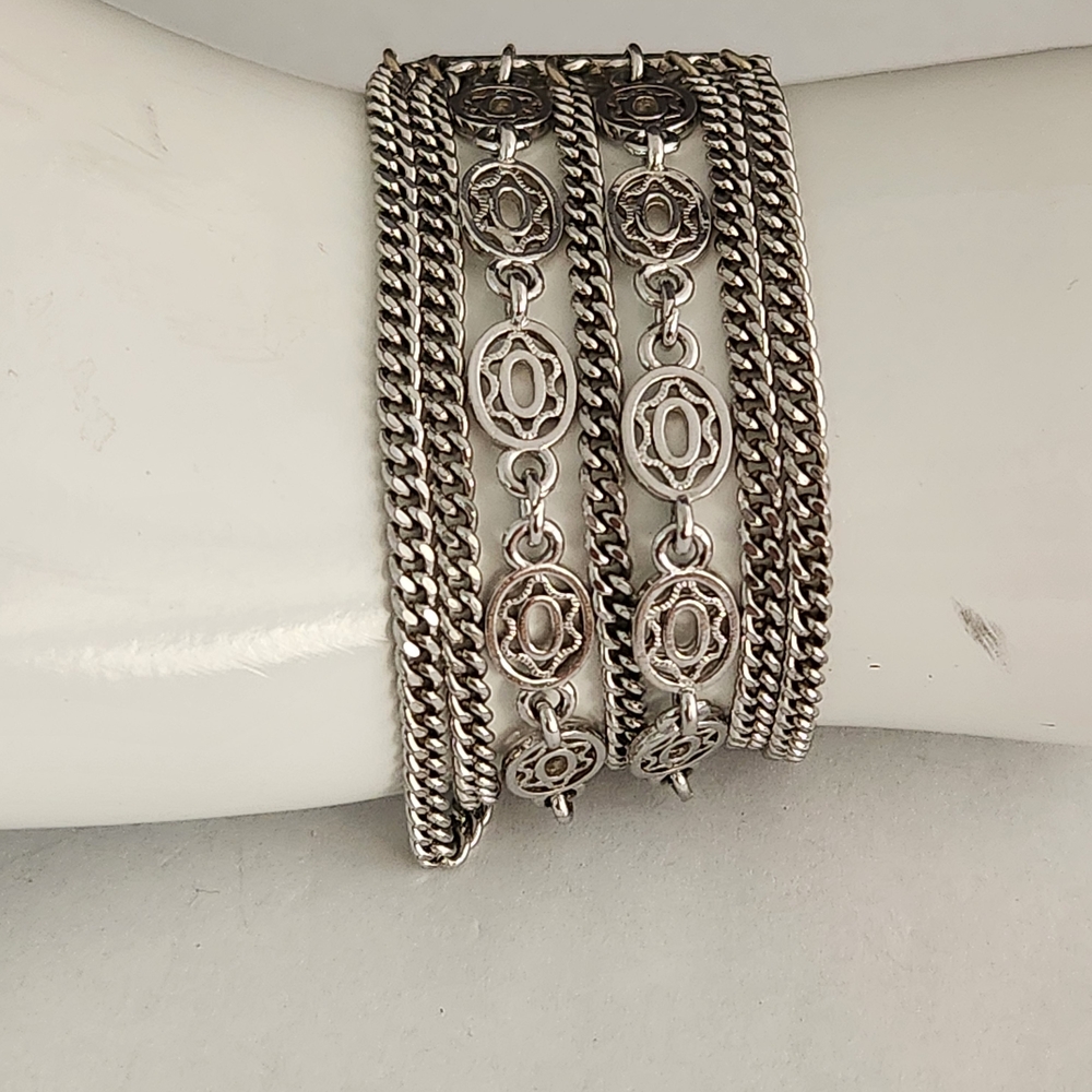 Silver Multi-Row Chain Bracelet - image 1